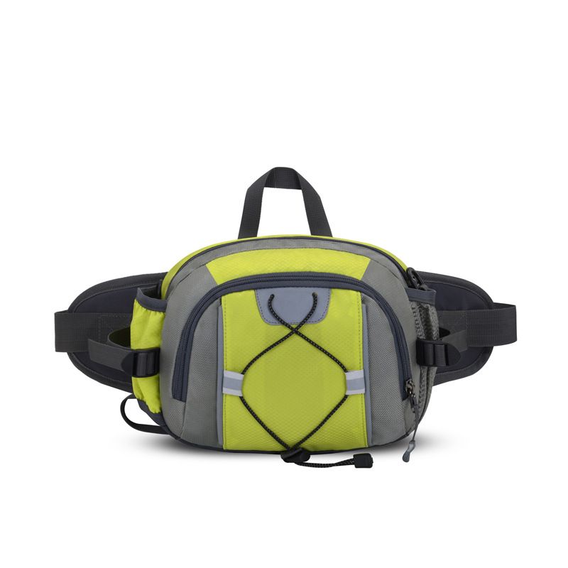 Running Waist Bag with Water Bottle Holder Reflective Strips Multi Pocket Outdoor Sports Fanny Pack - Green